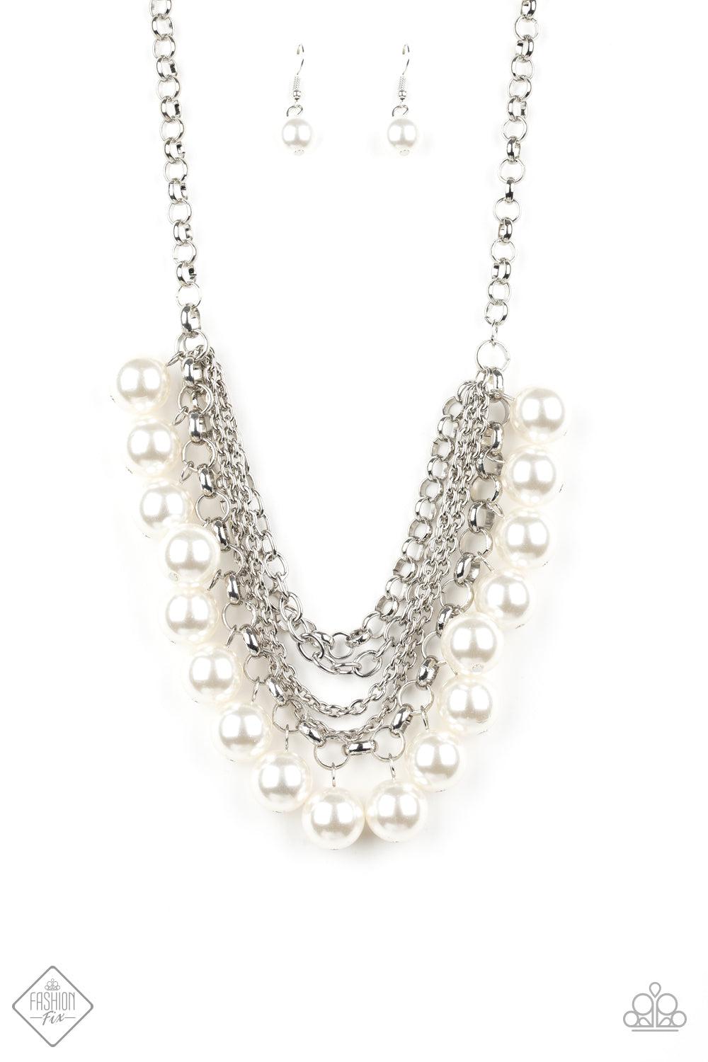 One-Way WALL STREET White Pearl Necklace - Paparazzi Accessories-CarasShop.com - Paparazzi Jewelry by Cara Jewels