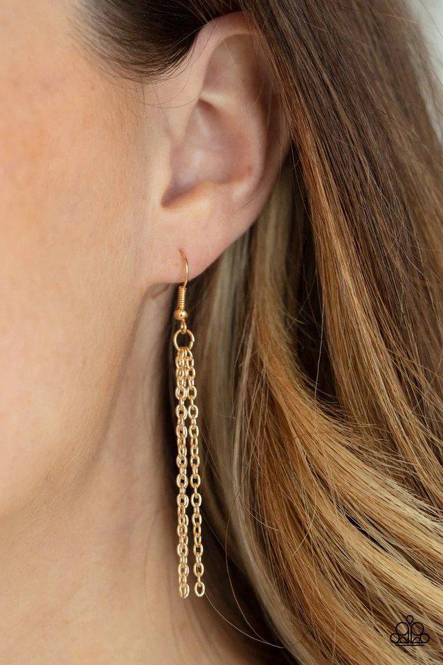Orbiting Splendor Gold Necklace - Paparazzi Accessories - free matching earrings -CarasShop.com - Paparazzi Jewelry by Cara Jewels