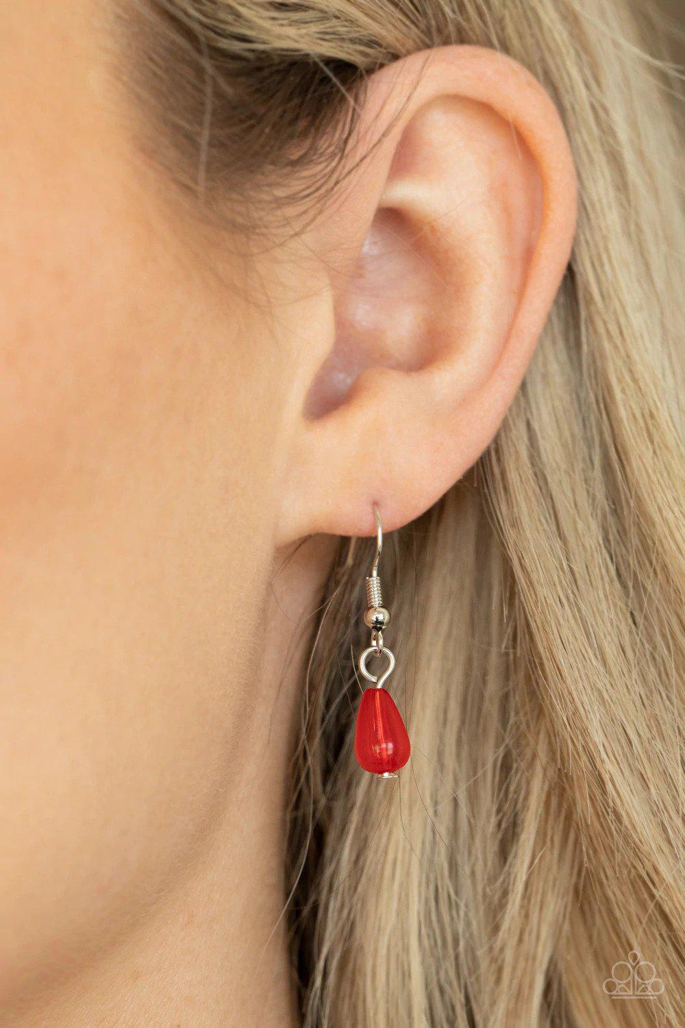 Pampered Poolside Red Necklace - Paparazzi Accessories - free matching earrings -CarasShop.com - Paparazzi Jewelry by Cara Jewels