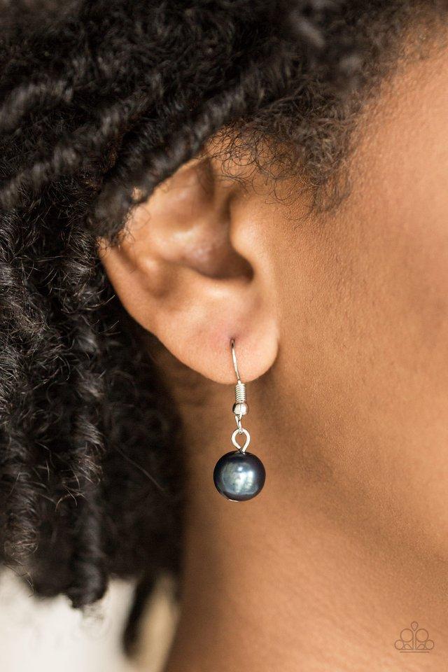 Party Dress Princess Dark Blue Pearl and Silver Necklace - Paparazzi Accessories - free matching earrings -CarasShop.com - Paparazzi Jewelry by Cara Jewels