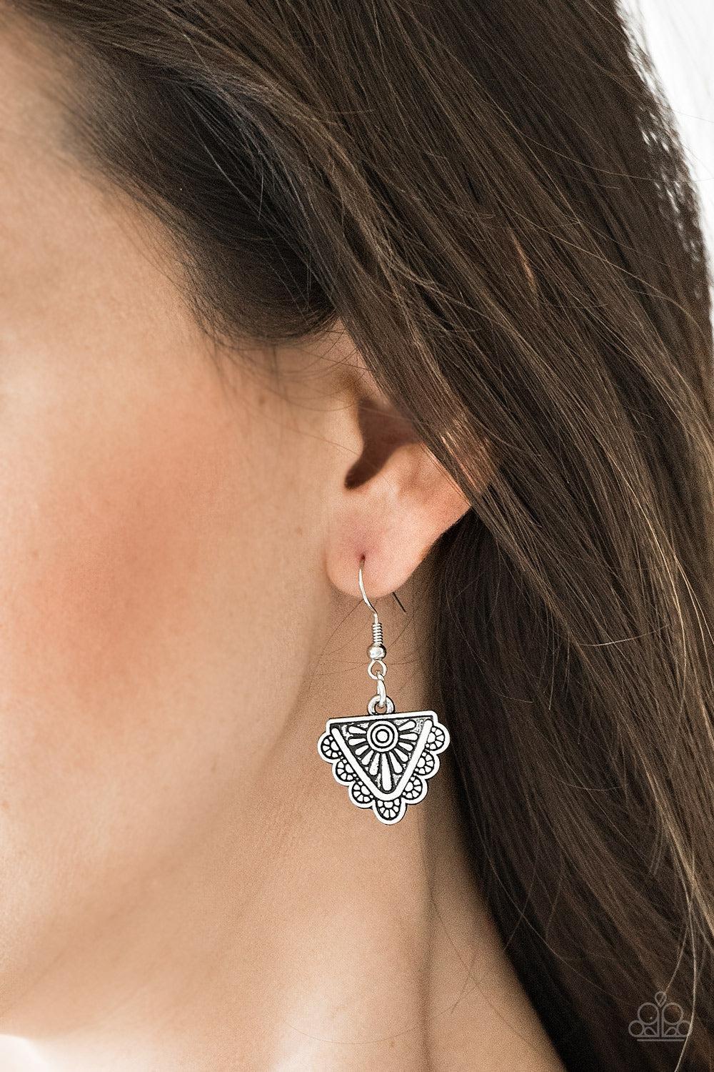 Persian Pharaoh Silver Necklace - Paparazzi Accessories - free matching earrings -CarasShop.com - Paparazzi Jewelry by Cara Jewels