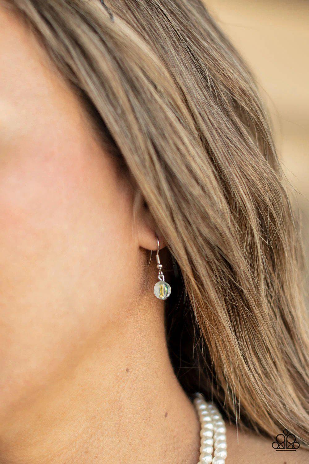 Poshly Petite White Pearl and Iridescent Choker Necklace - Paparazzi Accessories - free matching earrings -CarasShop.com - Paparazzi Jewelry by Cara Jewels