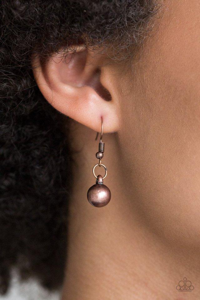 Powerhouse Prowl Copper Fringe Necklace - Paparazzi Accessories - free matching earrings -CarasShop.com - Paparazzi Jewelry by Cara Jewels