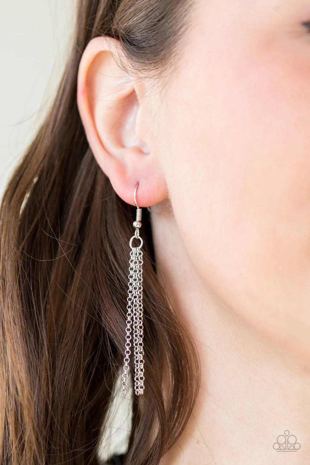 Prehistoric Drama Silver Necklace - Paparazzi Accessories - free matching earrings -CarasShop.com - Paparazzi Jewelry by Cara Jewels
