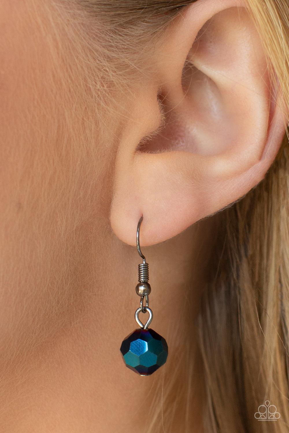 Prismatic Pick-Me-Up Multi "Oil Spill" Blue & Gunmetal Necklace - Paparazzi Accessories - free matching earrings -CarasShop.com - Paparazzi Jewelry by Cara Jewels