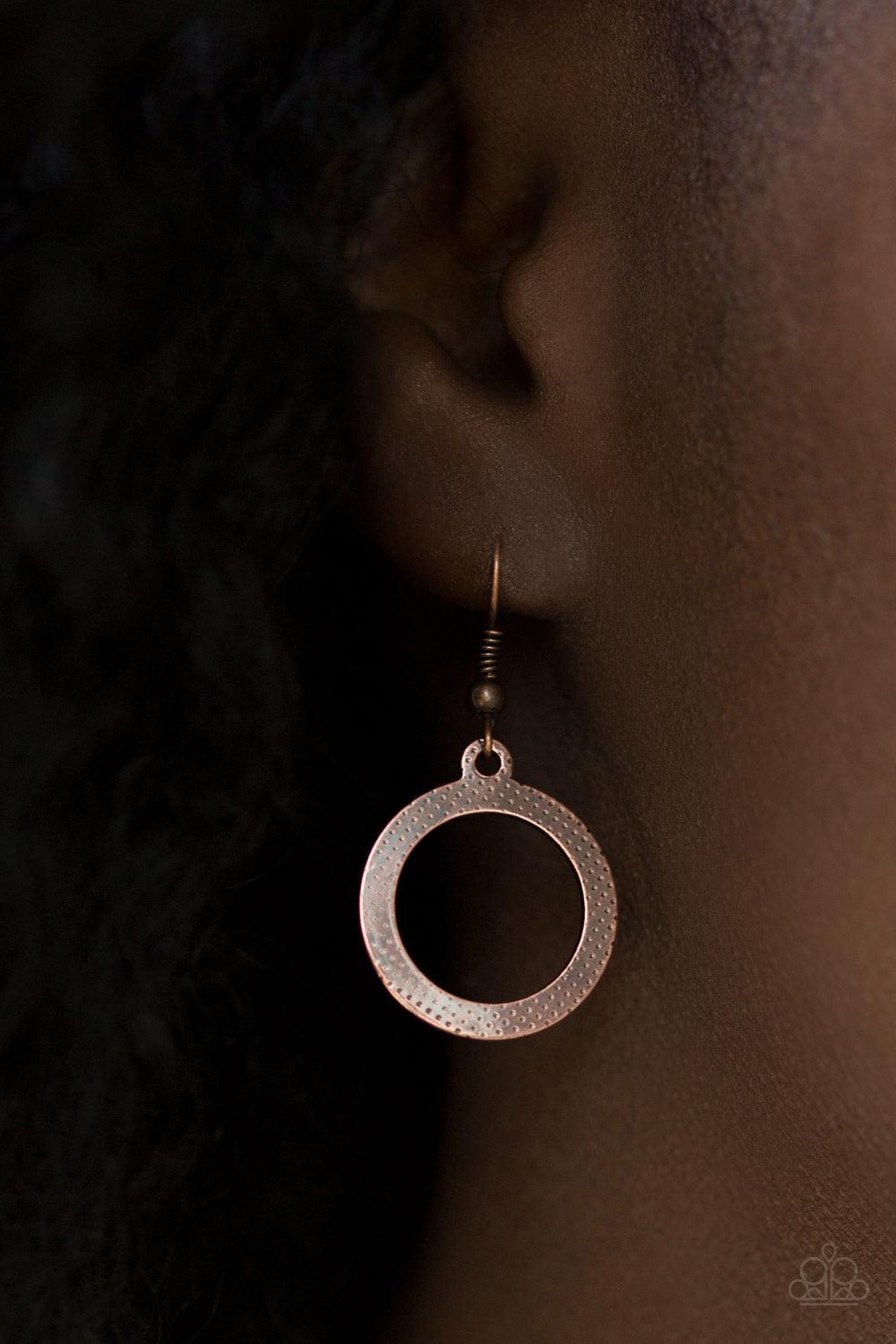 Progressively Vogue Copper Necklace - Paparazzi Accessories - free matching earrings -CarasShop.com - Paparazzi Jewelry by Cara Jewels