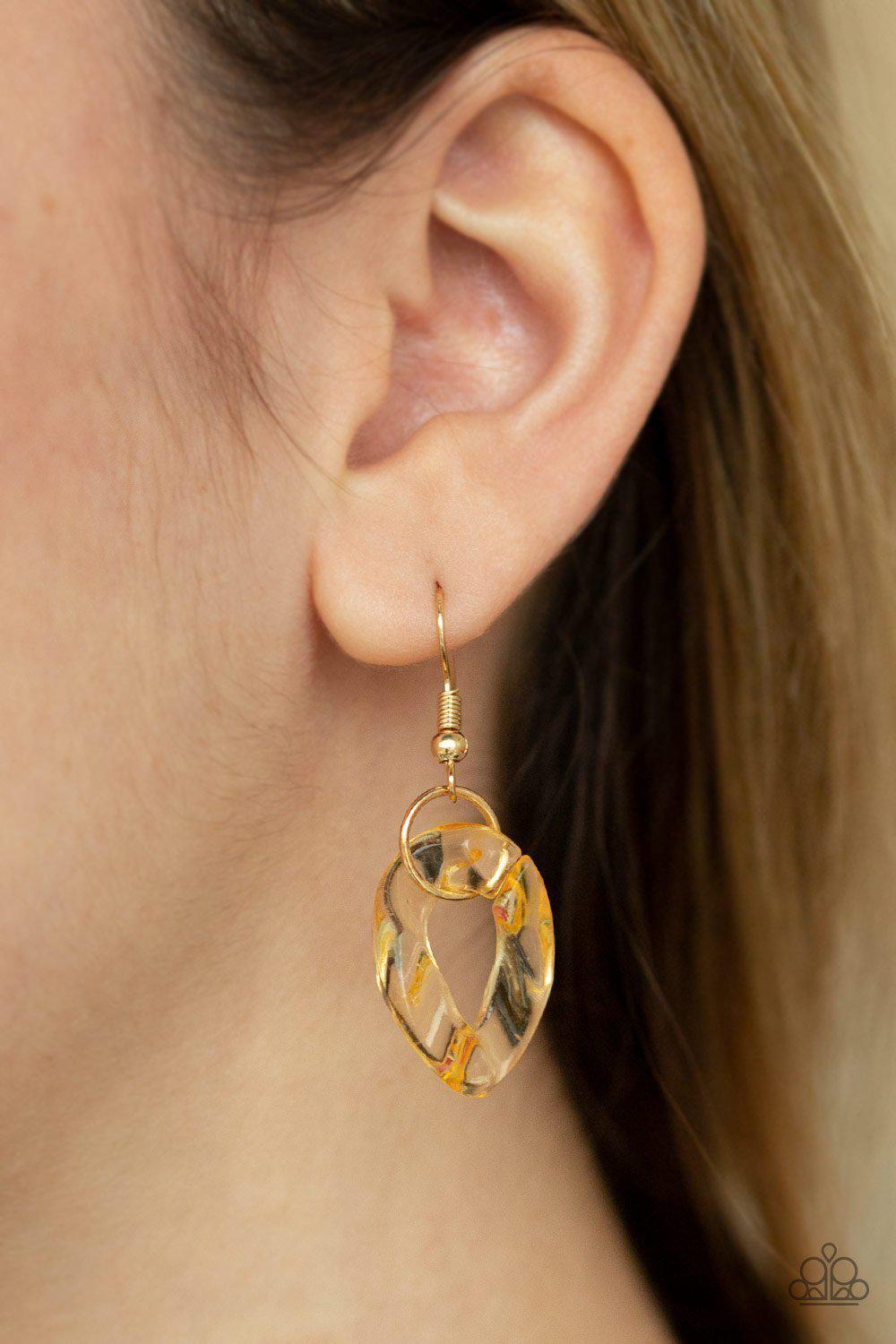 Put it on Ice Gold Acrylic Necklace - Paparazzi Accessories - free matching earrings -CarasShop.com - Paparazzi Jewelry by Cara Jewels