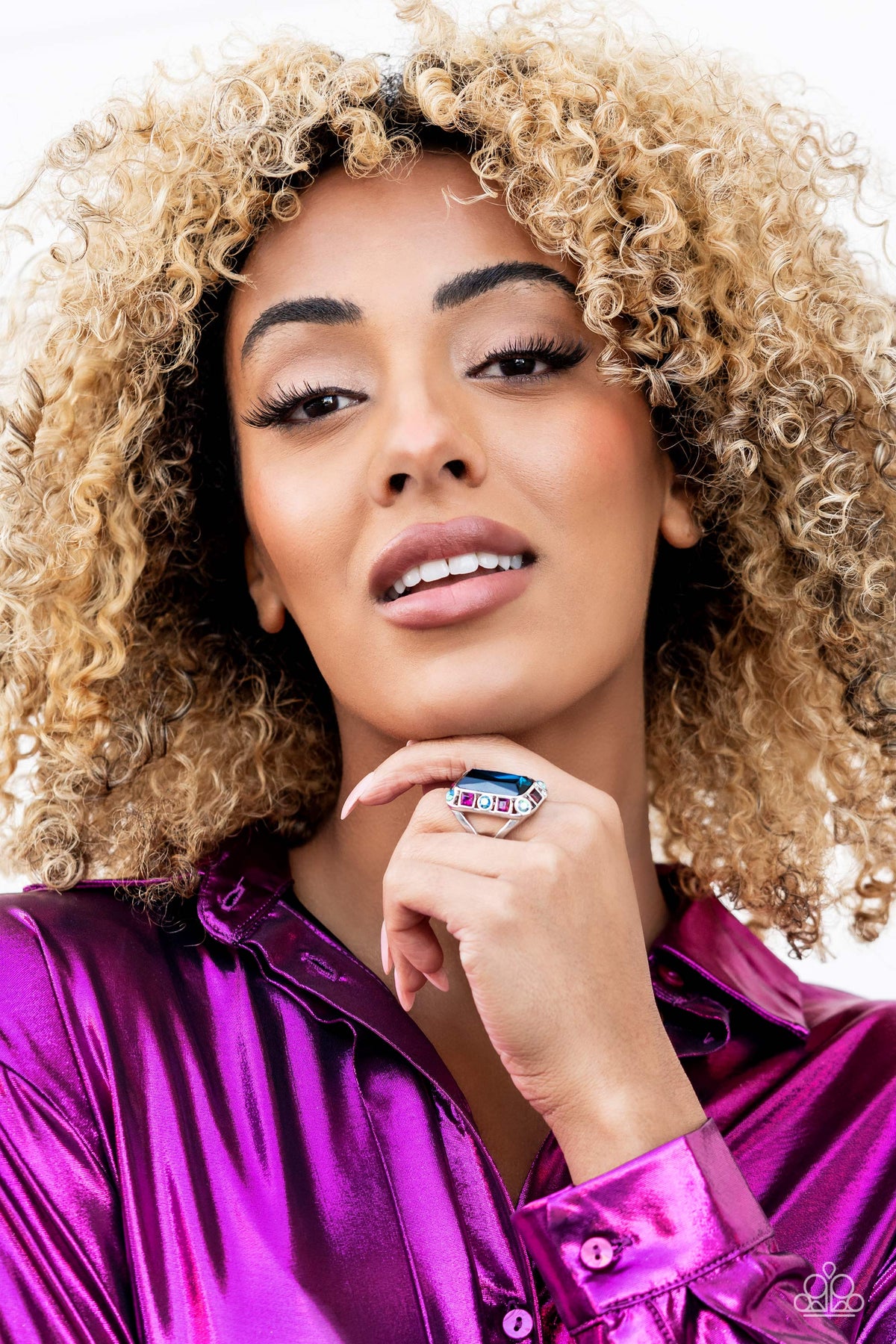 Radiant Rhinestones Blue Ring - Paparazzi Accessories