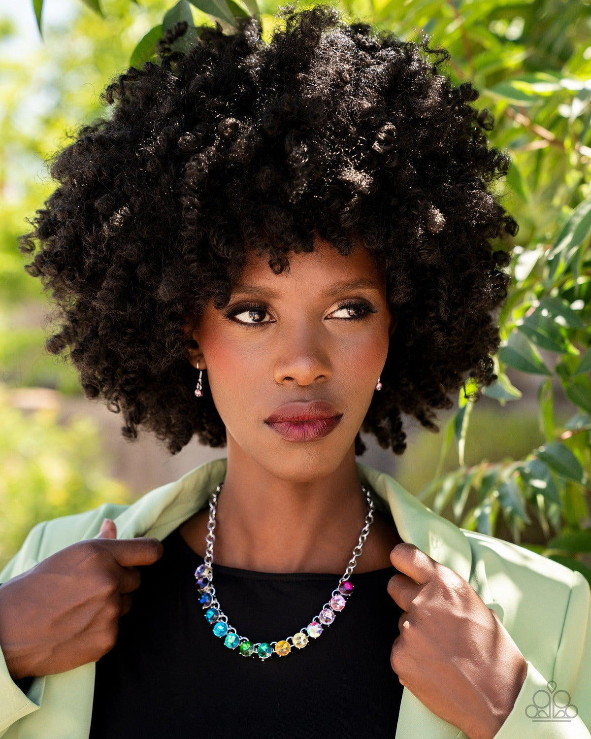 Rainbow Resplendence Multi Rainbow Rhinestone Necklace - Paparazzi Accessories