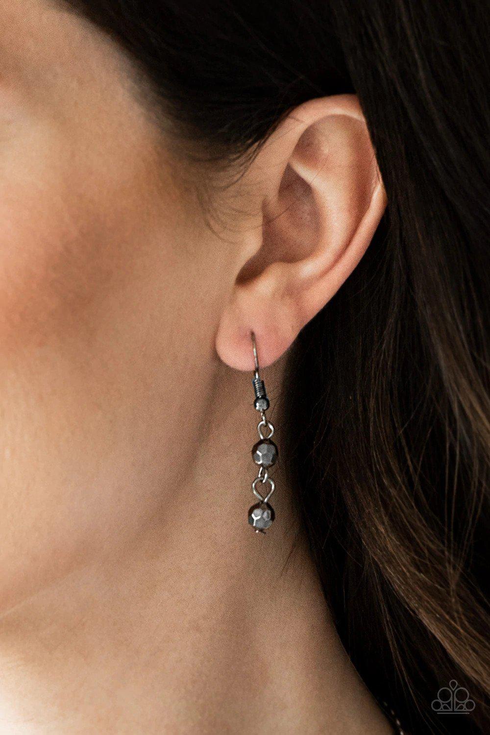 Rebel Remix Gunmetal Black Necklace - Paparazzi Accessories - free matching earrings -CarasShop.com - Paparazzi Jewelry by Cara Jewels
