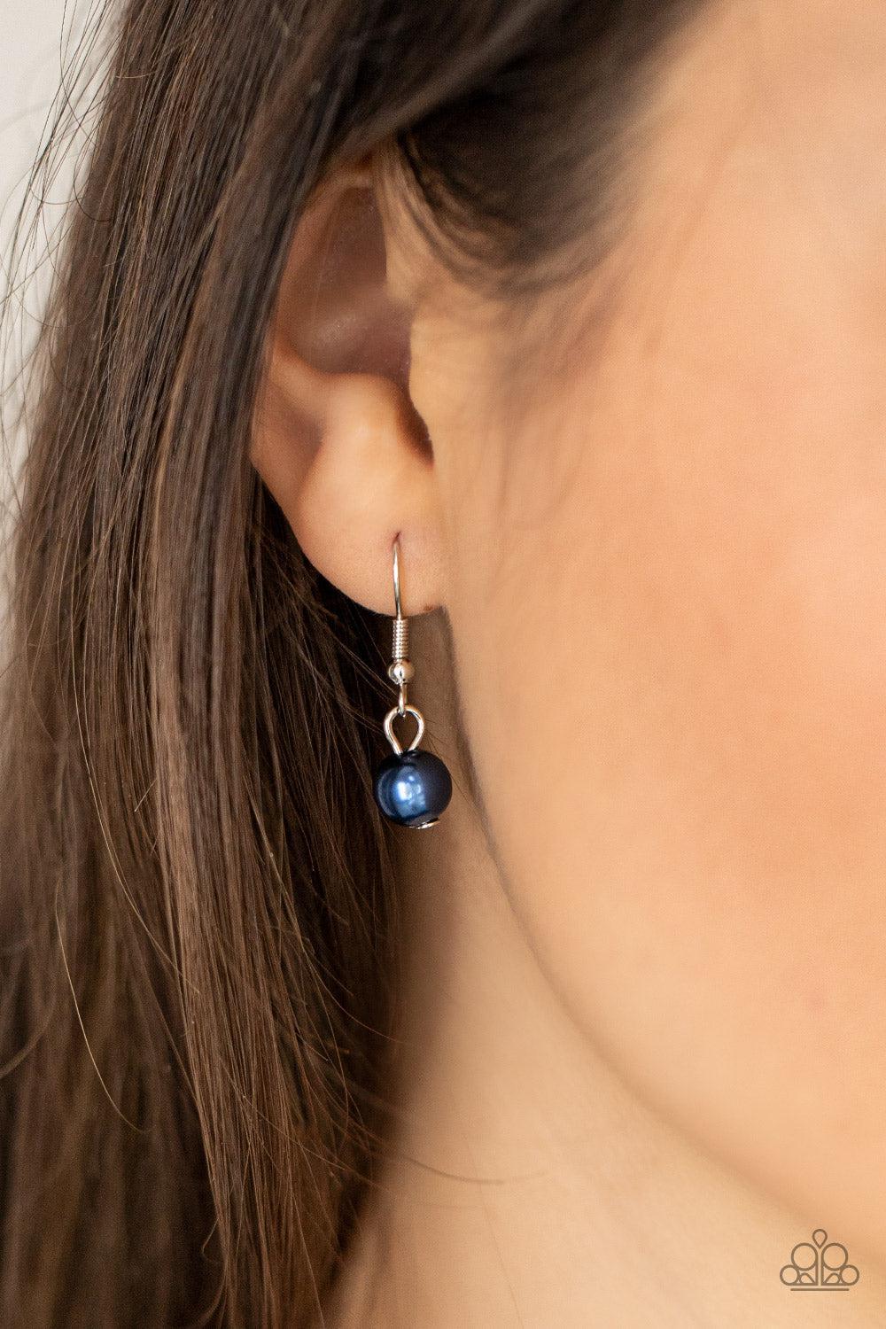 Remarkable Radiance Blue Pearl Necklace - Paparazzi Accessories - free matching earrings -CarasShop.com - Paparazzi Jewelry by Cara Jewels