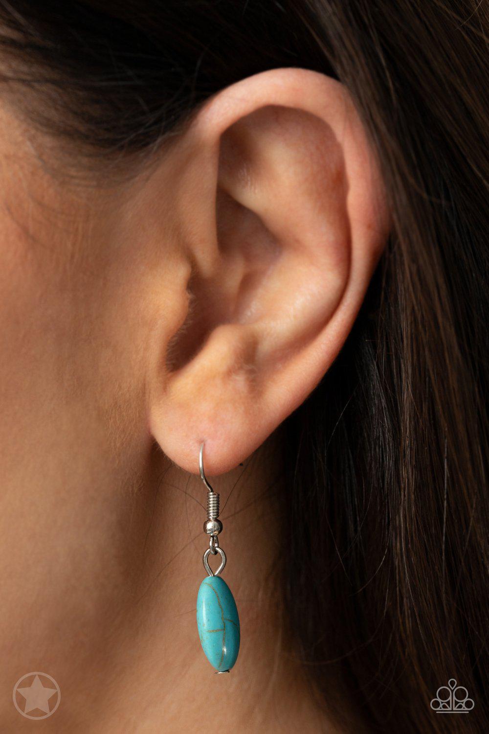 River Ride Blue Turquoise Stone Necklace and matching Earrings - Paparazzi Accessories - free matching earrings -CarasShop.com - Paparazzi Jewelry by Cara Jewels