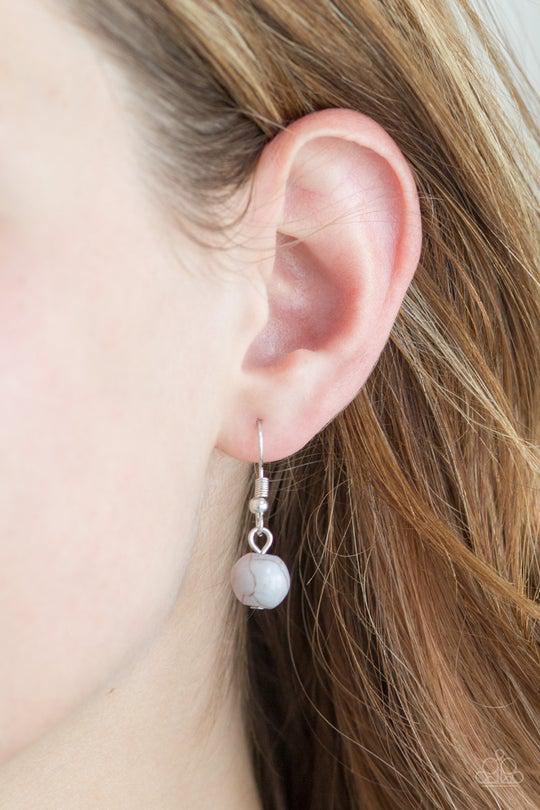 Rural Rustler White Stone Necklace - Paparazzi Accessories - free matching earrings -CarasShop.com - Paparazzi Jewelry by Cara Jewels