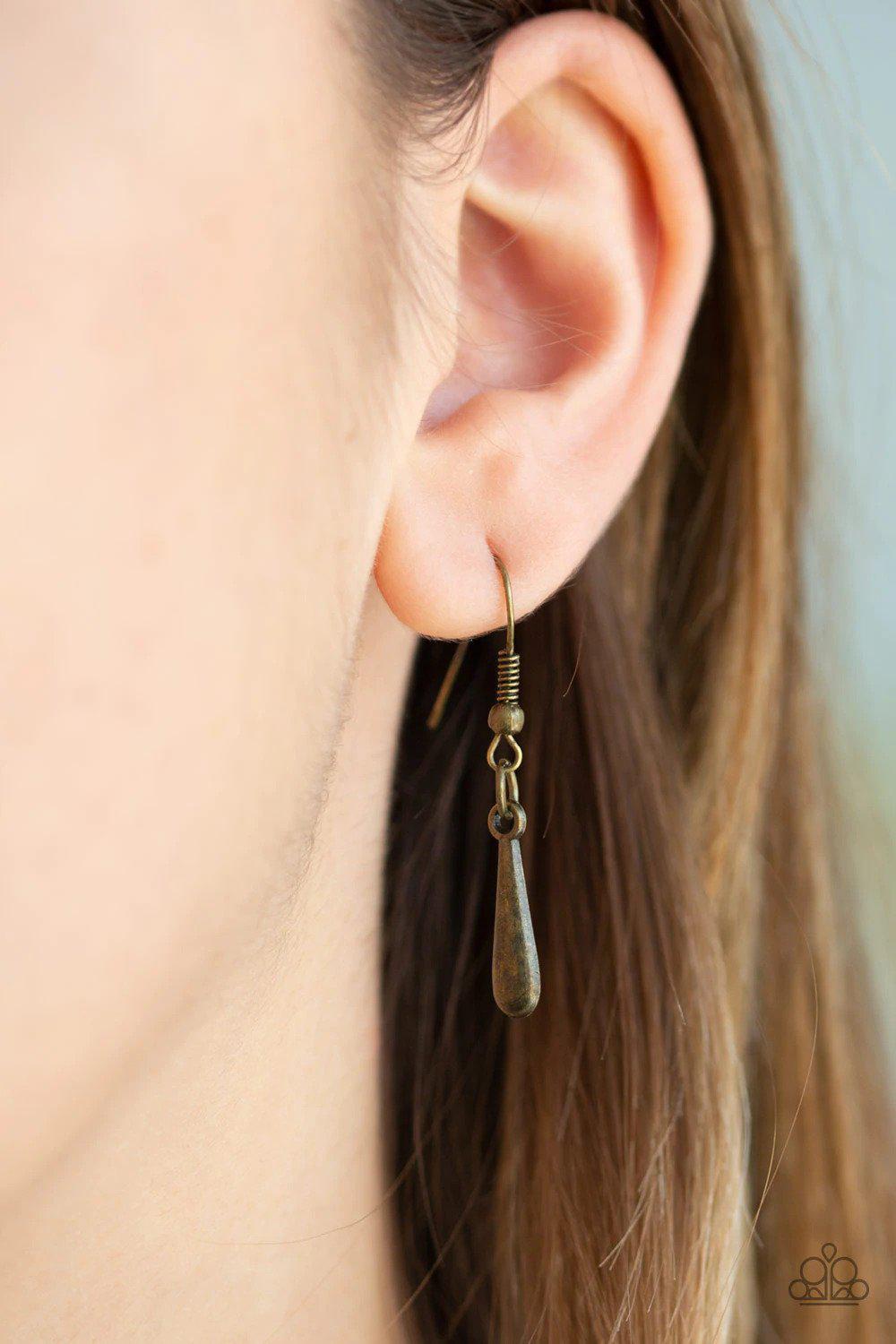 STEER It Up Brass Necklace - Paparazzi Accessories - free matching earrings -CarasShop.com - Paparazzi Jewelry by Cara Jewels