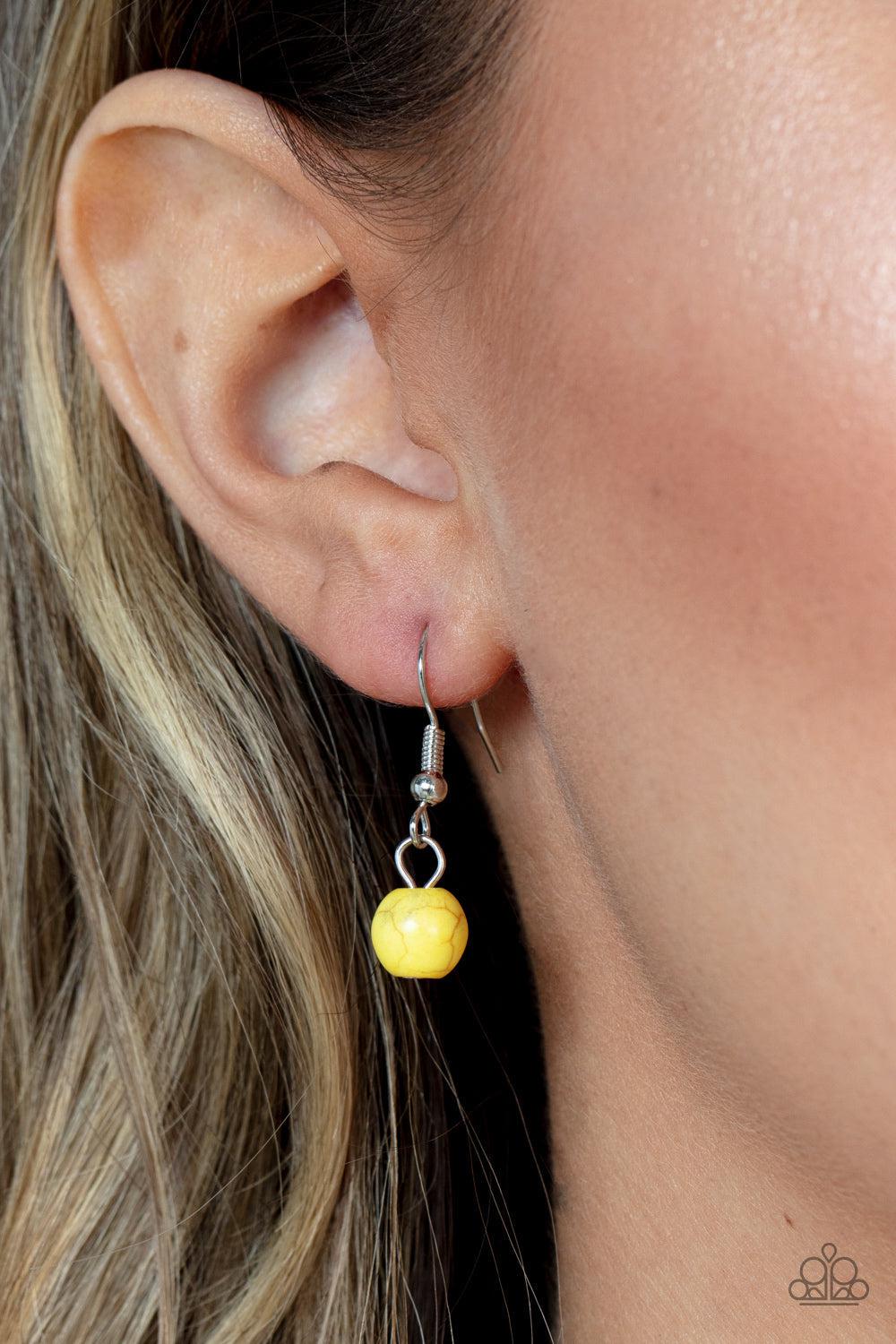 Sahara Suburb Yellow Stone Necklace - Paparazzi Accessories - free matching earrings -CarasShop.com - Paparazzi Jewelry by Cara Jewels