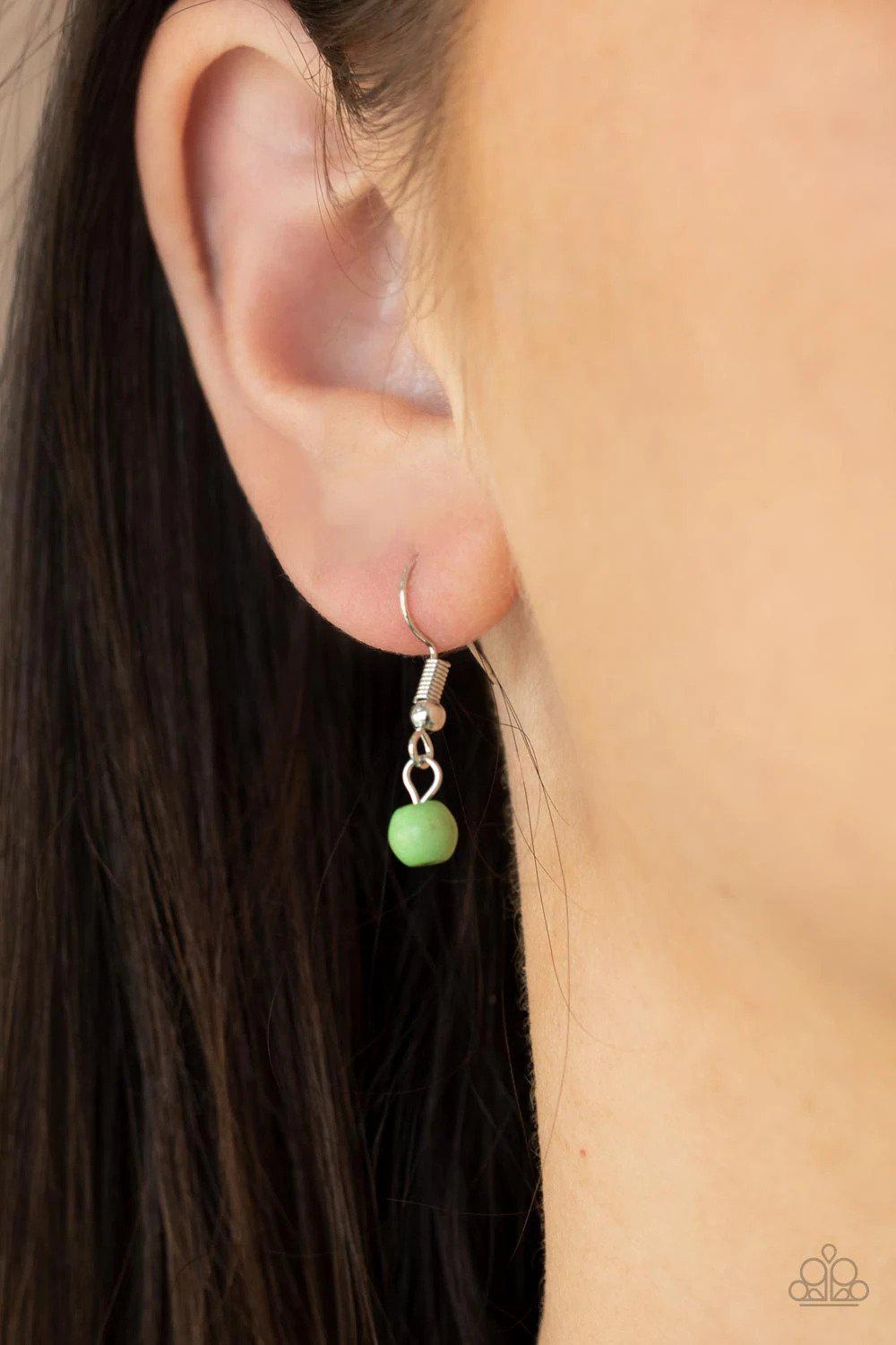 Sandstone Safari Green Stone Necklace - Paparazzi Accessories - free matching earrings -CarasShop.com - Paparazzi Jewelry by Cara Jewels