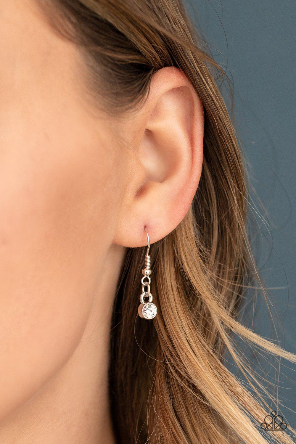 Sassy As They Come White Rhinestone Necklace - Paparazzi Accessories - free matching earrings -CarasShop.com - Paparazzi Jewelry by Cara Jewels