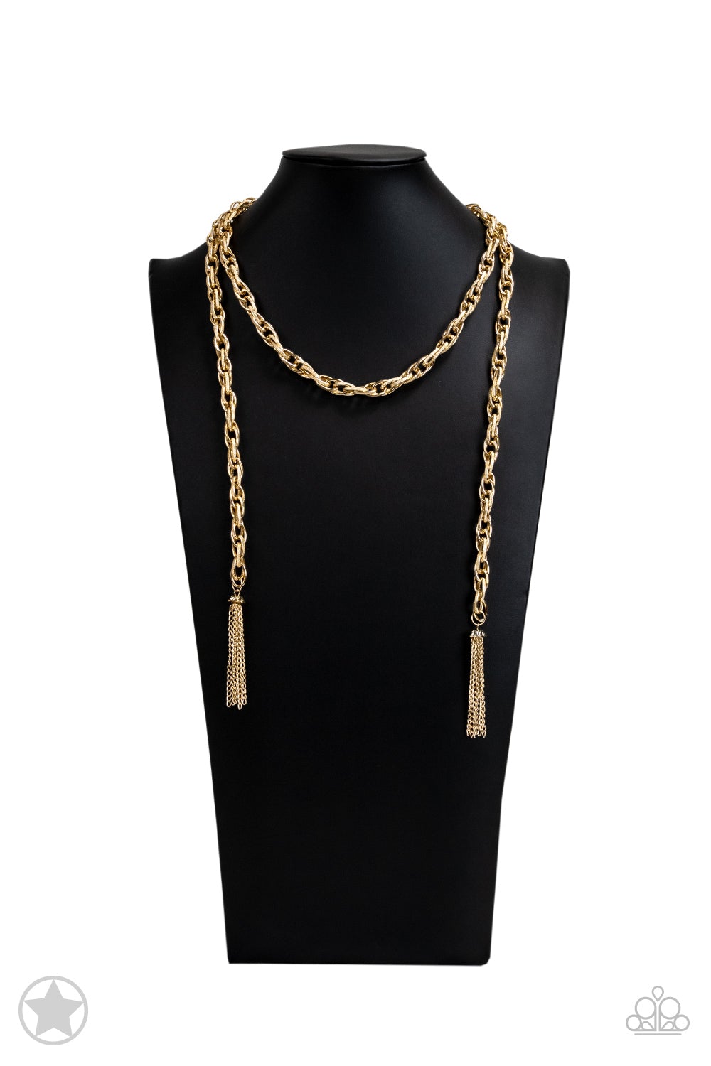 Scarfed for Attention Gold Chain Necklace - Paparazzi Accessories- on bust -CarasShop.com - Paparazzi Jewelry by Cara Jewels