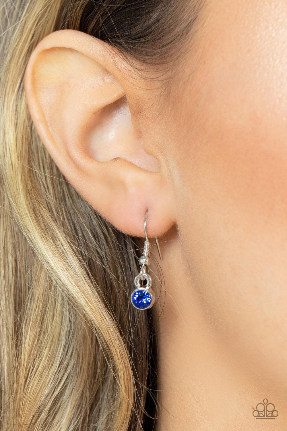 Seasonal Sophistication Blue Rhinestone Necklace - Paparazzi Accessories - free matching earrings -CarasShop.com - Paparazzi Jewelry by Cara Jewels