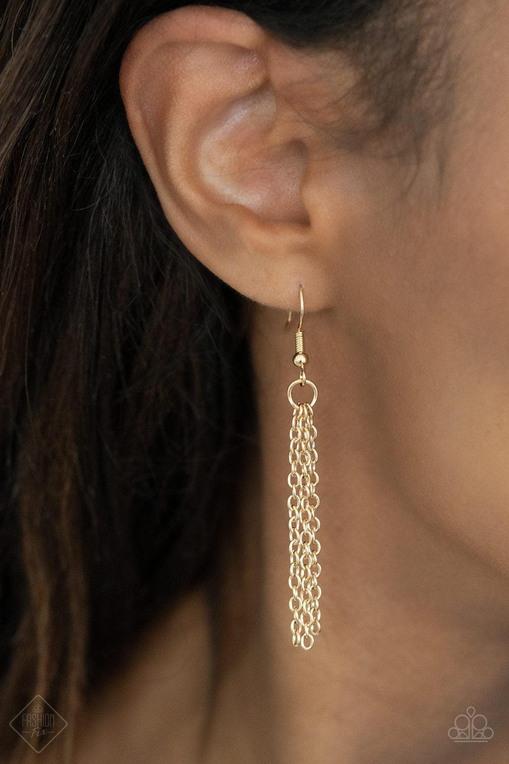 Serene Sheen Gold Necklace - Paparazzi Accessories - free matching earrings -CarasShop.com - Paparazzi Jewelry by Cara Jewels