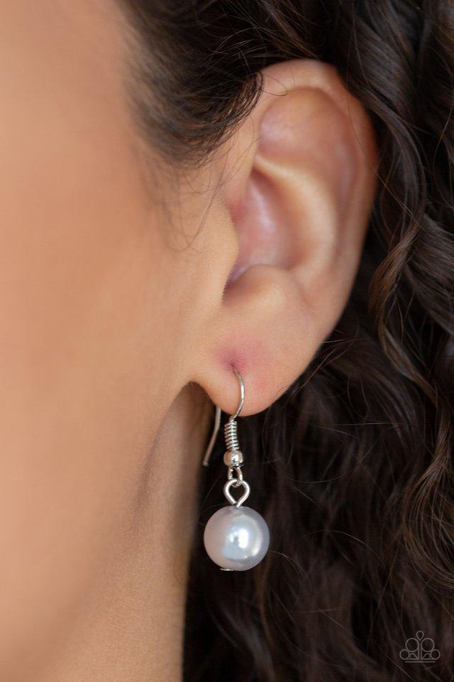 Soho Sweetheart Silver Pearl Necklace - Paparazzi Accessories - free matching earrings -CarasShop.com - Paparazzi Jewelry by Cara Jewels