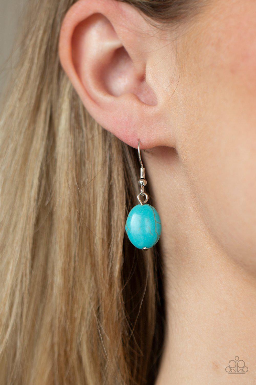 Southern Opera Turquoise Blue Stone Necklace - Paparazzi Accessories - free matching earrings -CarasShop.com - Paparazzi Jewelry by Cara Jewels