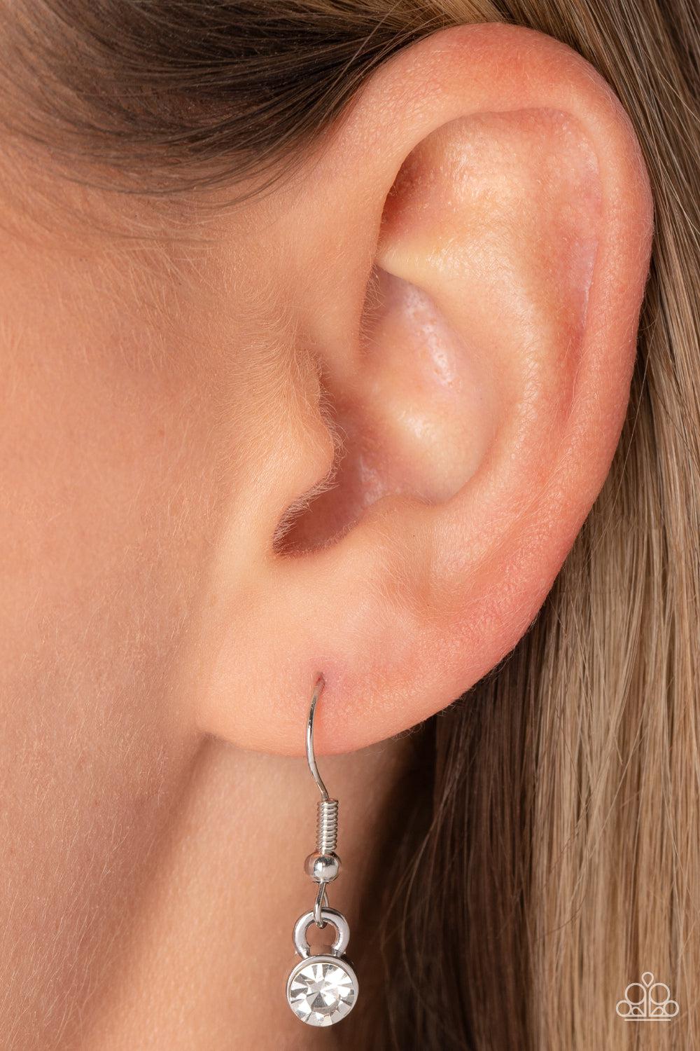 Spellbinding Sweetheart White Rhinestone Necklace - Paparazzi Accessories - free matching earrings -CarasShop.com - Paparazzi Jewelry by Cara Jewels