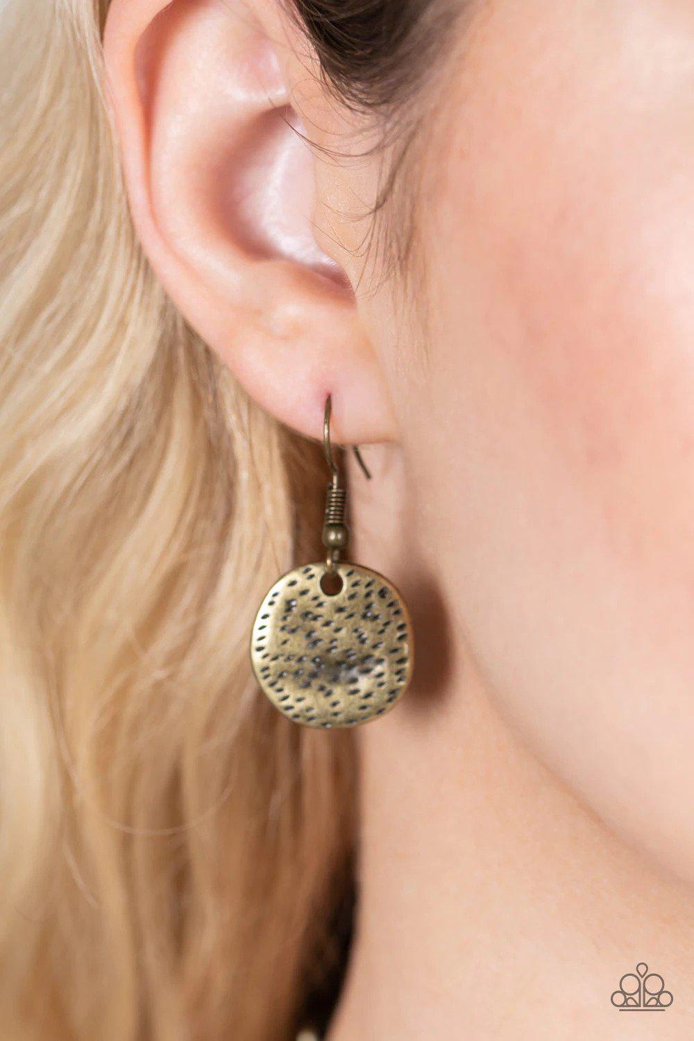 Spot On Sparkle Brass Necklace - Paparazzi Accessories - free matching earrings -CarasShop.com - Paparazzi Jewelry by Cara Jewels