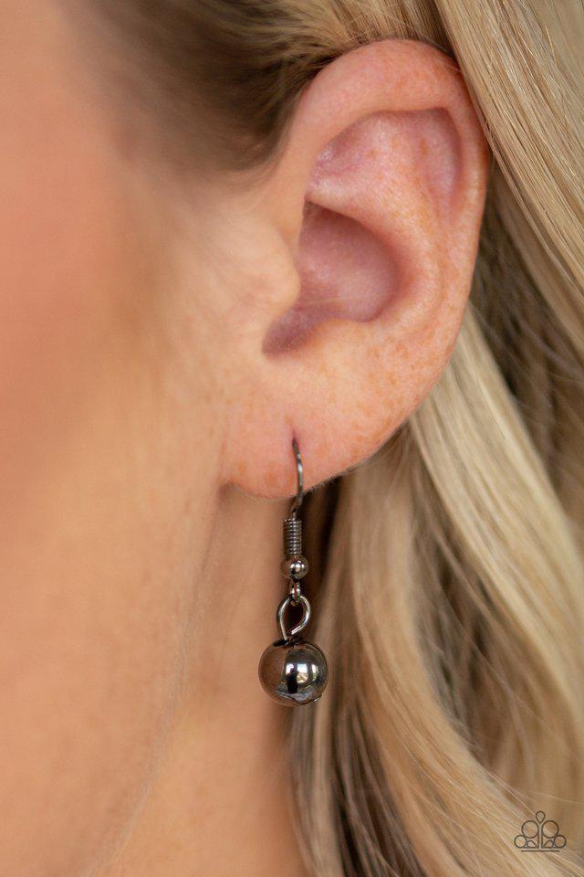 Stage Stunner Gunmetal Black Necklace - Paparazzi Accessories - free matching earrings -CarasShop.com - Paparazzi Jewelry by Cara Jewels