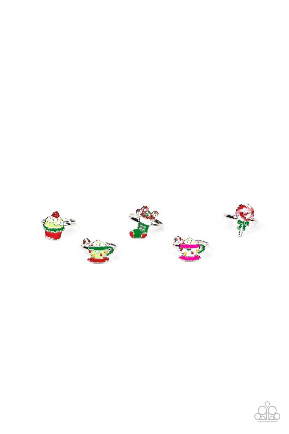 Starlet Shimmer Children's Christmas Holiday Themed Rings 2021 - Paparazzi Accessories (set of 5) - Full set -CarasShop.com - Paparazzi Jewelry by Cara Jewels