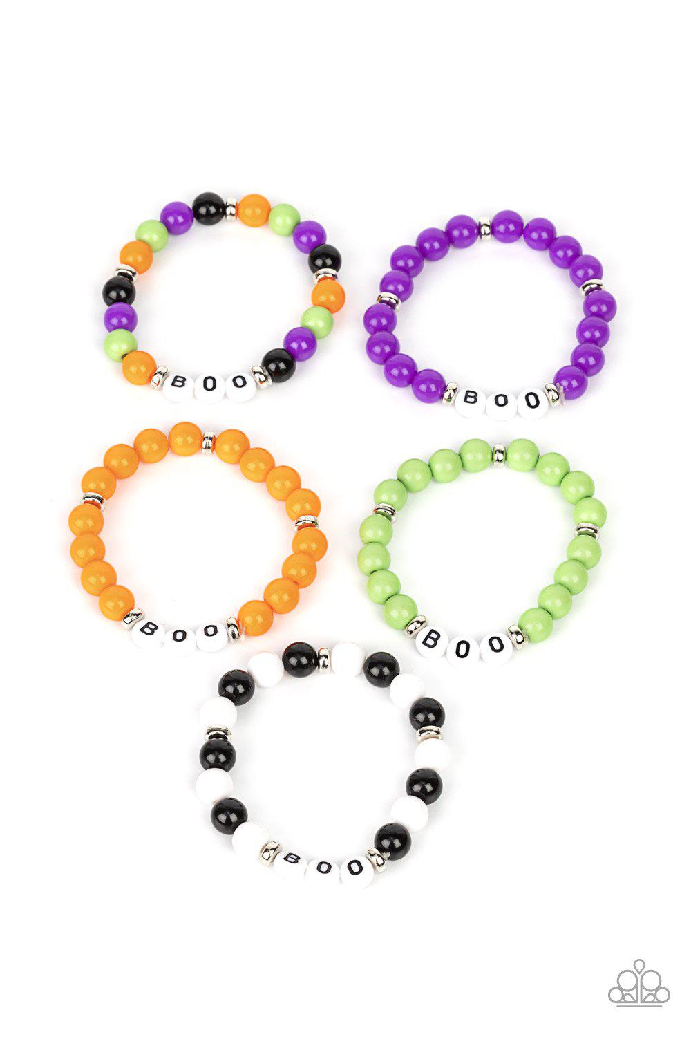 Starlet Shimmer Children's Halloween BOO Bracelets - Paparazzi Accessories (set of 5) - Full set -CarasShop.com - Paparazzi Jewelry by Cara Jewels