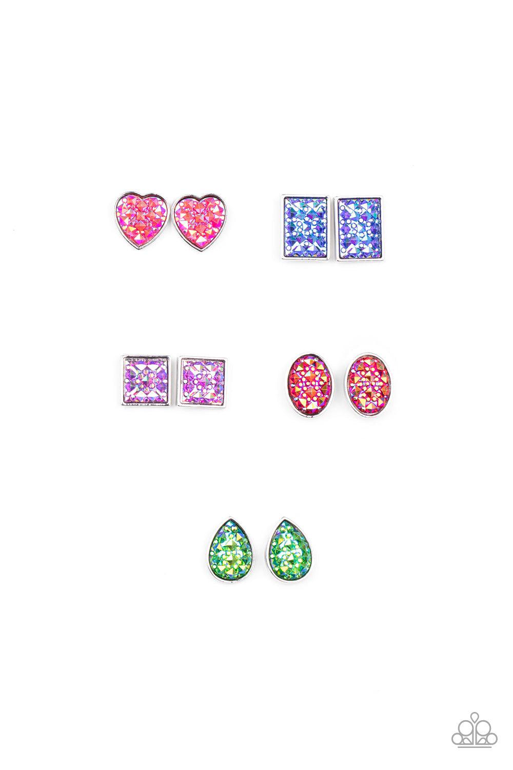 Starlet Shimmer Children's Iridescent Shape Post Earrings - Paparazzi Accessories - Full set -CarasShop.com - Paparazzi Jewelry by Cara Jewels