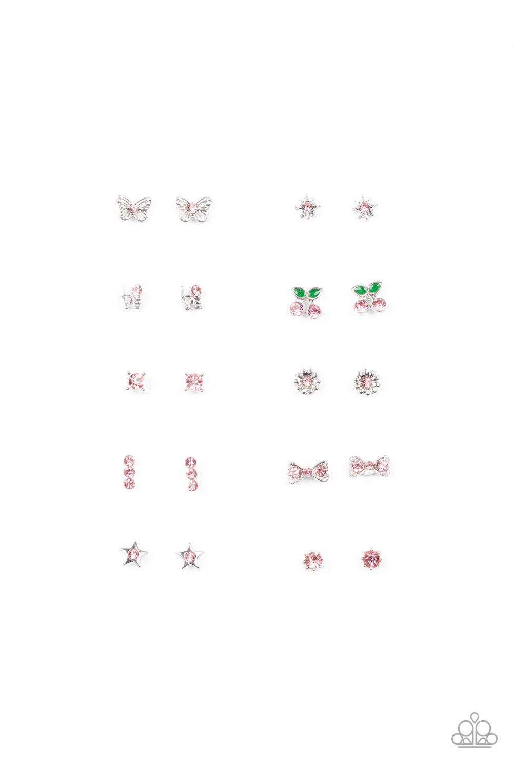 Starlet Shimmer Children's Pink Gem Post Earrings - Paparazzi Accessories - Full set -CarasShop.com - Paparazzi Jewelry by Cara Jewels