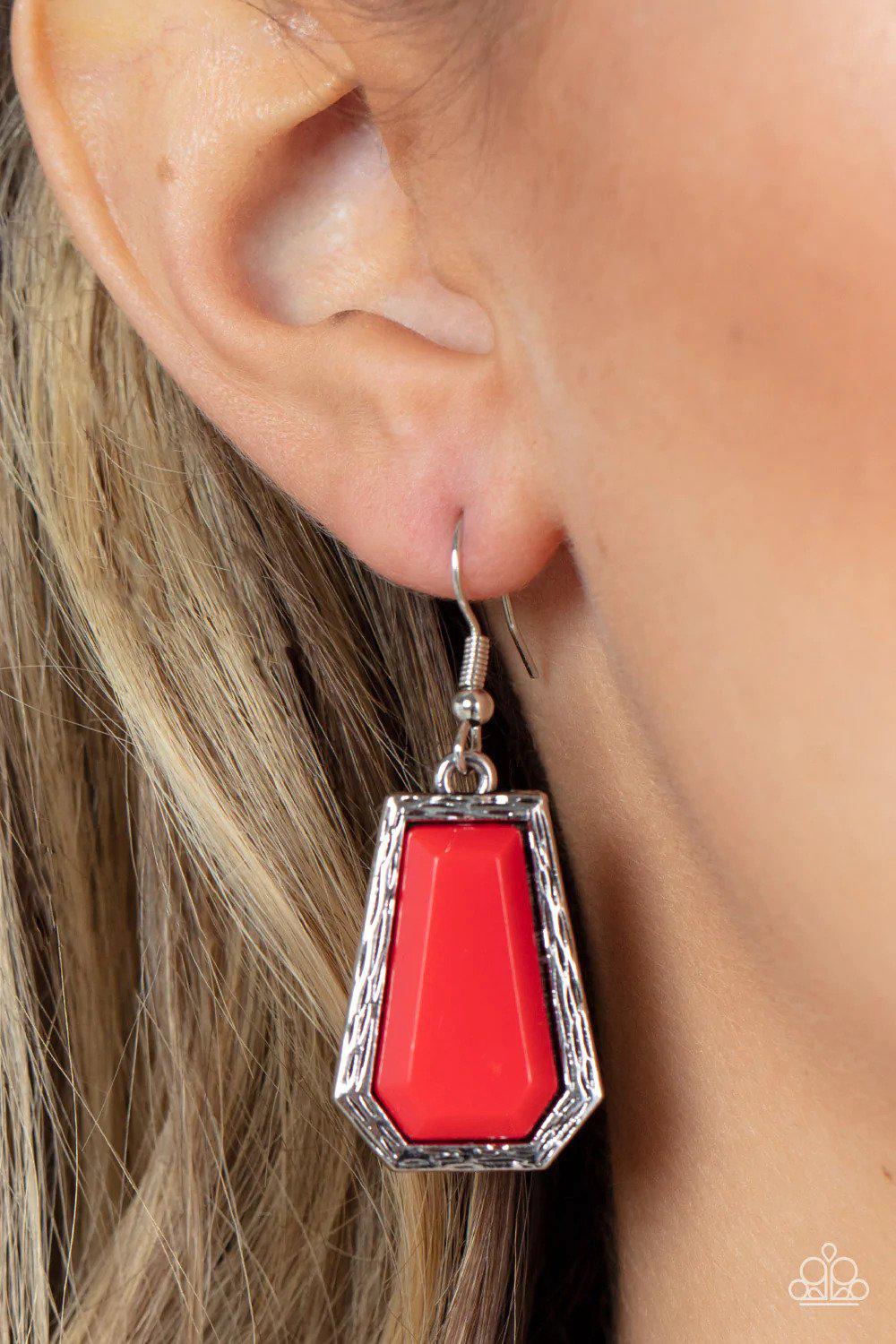 Stellar Heiress Red Necklace - Paparazzi Accessories - free matching earrings -CarasShop.com - Paparazzi Jewelry by Cara Jewels
