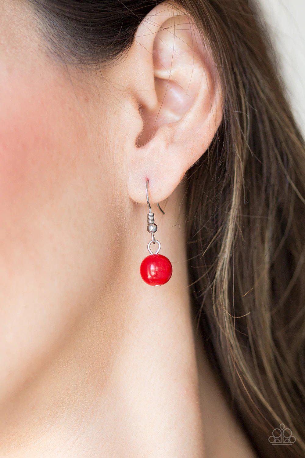 Summer Showdown Red Necklace - Paparazzi Accessories - free matching earrings -CarasShop.com - Paparazzi Jewelry by Cara Jewels