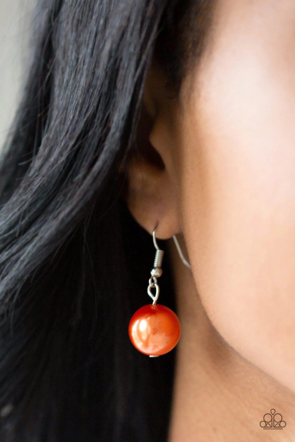 Take Note Orange Necklace - Paparazzi Accessories - free matching earrings -CarasShop.com - Paparazzi Jewelry by Cara Jewels