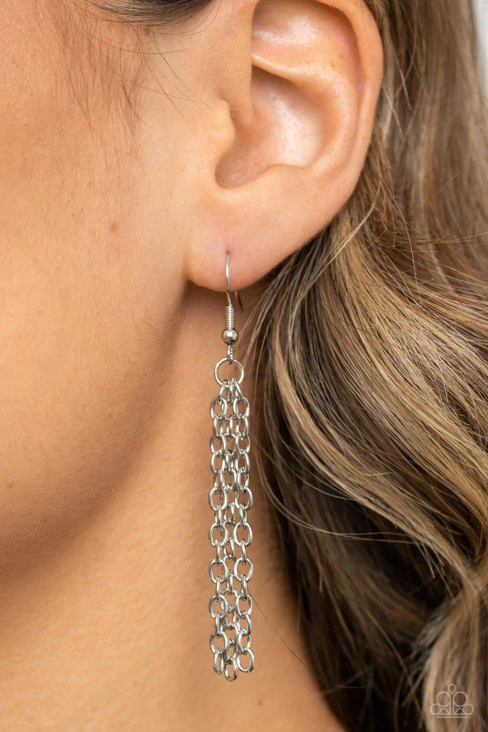 Targeted Tranquility White Necklace - Paparazzi Accessories - free matching earrings -CarasShop.com - Paparazzi Jewelry by Cara Jewels