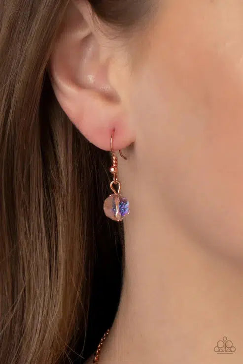 Tasteful Teardrops Copper Necklace - Paparazzi Accessories - free matching earrings -CarasShop.com - Paparazzi Jewelry by Cara Jewels