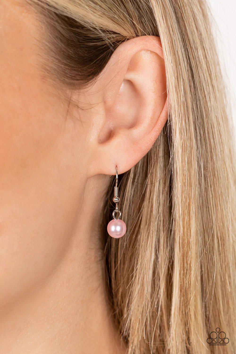 Tearoom Gossip Pink Necklace - Paparazzi Accessories - free matching earrings -CarasShop.com - Paparazzi Jewelry by Cara Jewels
