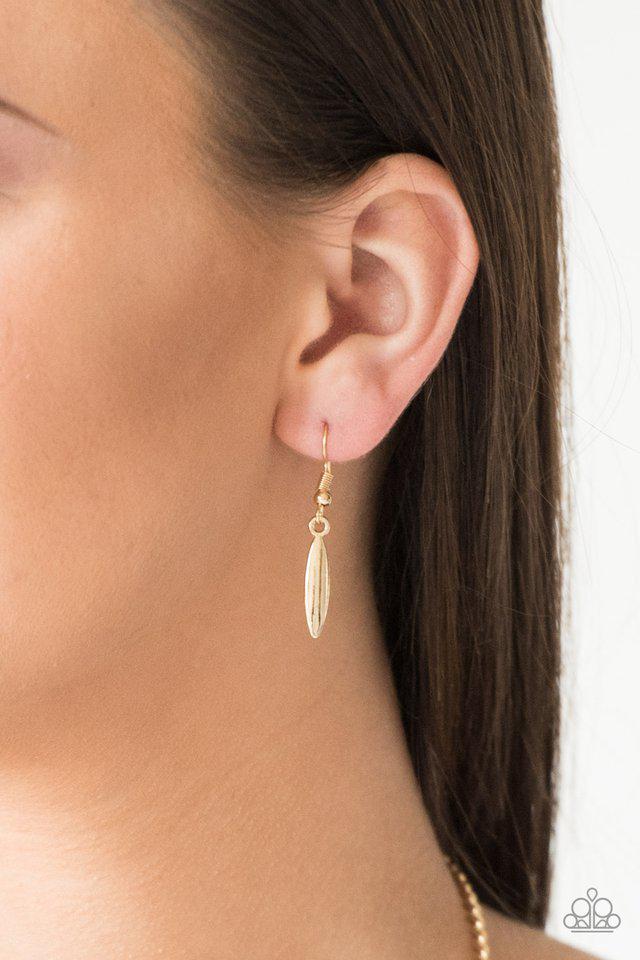 Terra Trailbreaker Gold Necklace - Paparazzi Accessories - free matching earrings -CarasShop.com - Paparazzi Jewelry by Cara Jewels