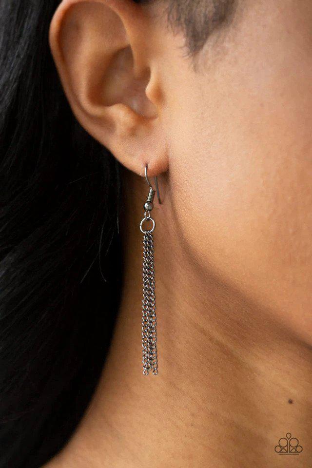 The Big Three Gunmetal Black Necklace - Paparazzi Accessories - free matching earrings -CarasShop.com - Paparazzi Jewelry by Cara Jewels