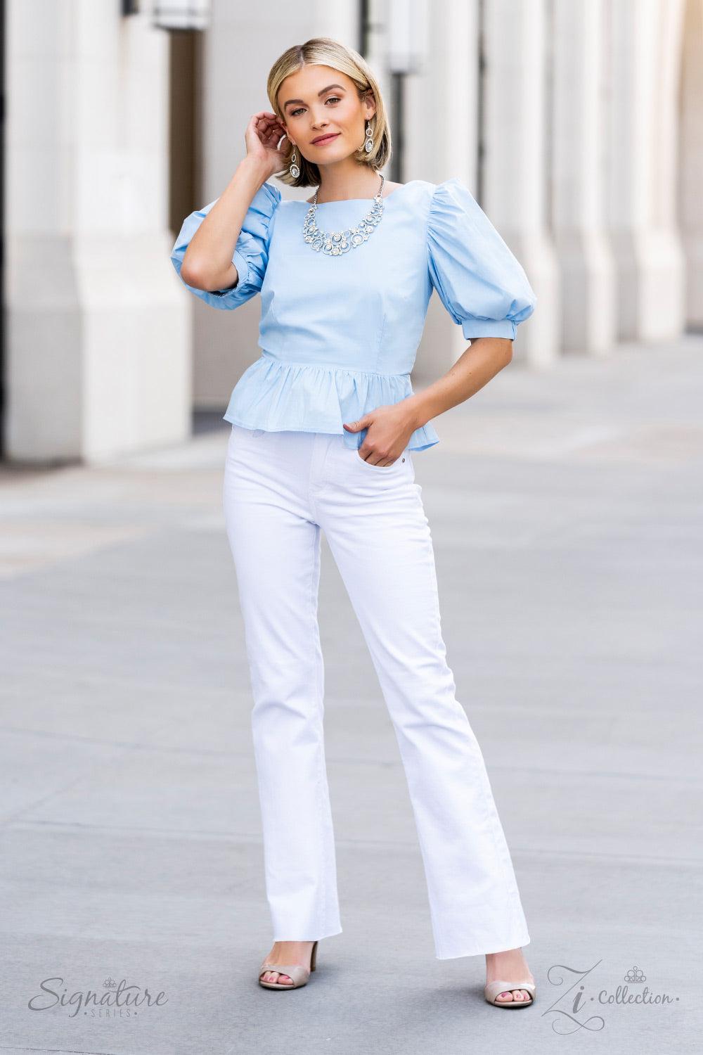 The Jennifer 2022 Zi Signature Collection Necklace - Paparazzi Accessories stylized on model in casual dress - CarasShop.com - Paparazzi Jewelry by Cara Jewels