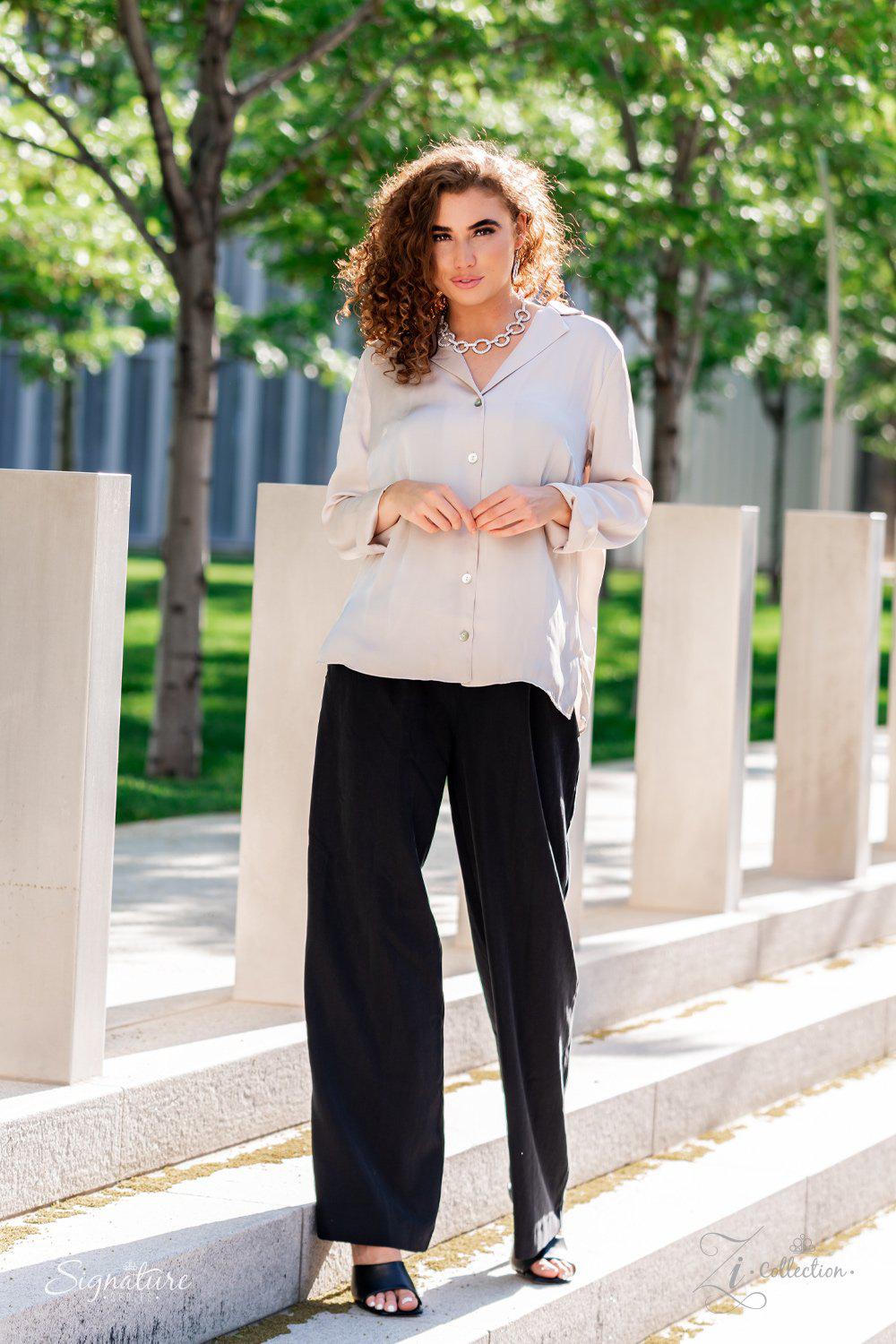 The Missy 2021 Zi Signature Collection Necklace - Paparazzi Accessories stylized on model in casual dress - CarasShop.com - Paparazzi Jewelry by Cara Jewels