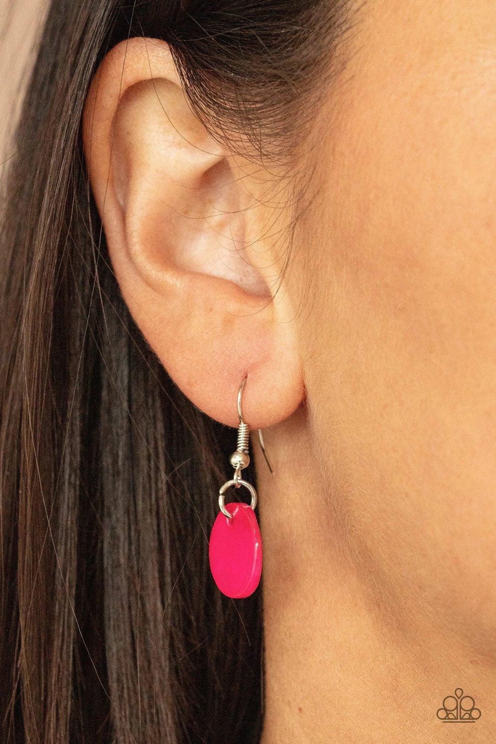 Tidal Tassels Pink Necklace - Paparazzi Accessories - free matching earrings -CarasShop.com - Paparazzi Jewelry by Cara Jewels