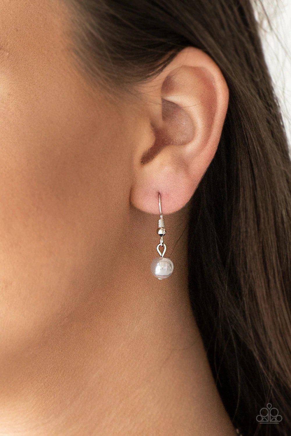 Timeless Tassels Silver Necklace - Paparazzi Accessories - free matching earrings -CarasShop.com - Paparazzi Jewelry by Cara Jewels