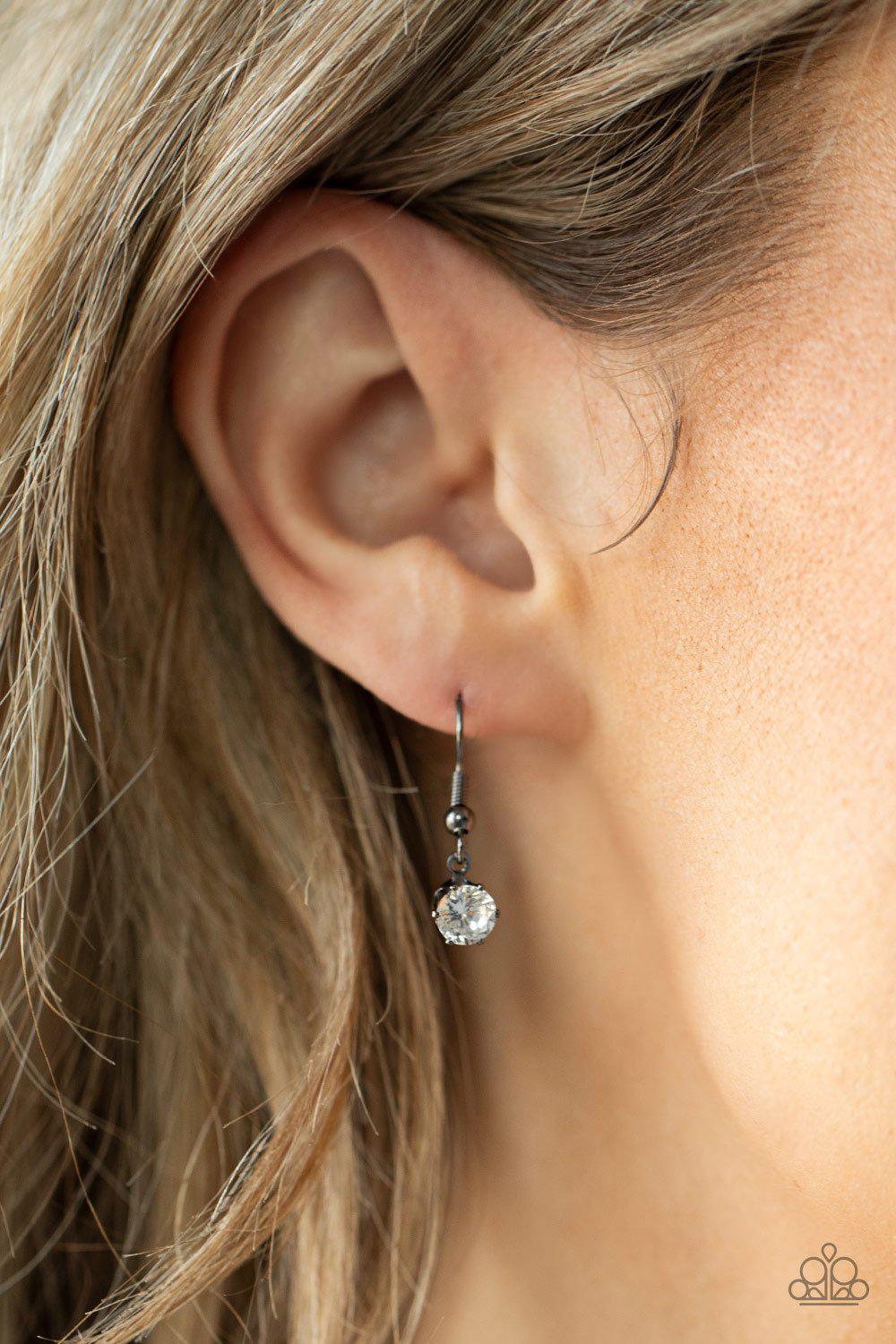 Top Dollar Diva Gunmetal Black and White Rhinestone Necklace - Paparazzi Accessories - free matching earrings -CarasShop.com - Paparazzi Jewelry by Cara Jewels