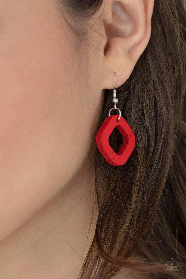 Top Of The WOOD Chain Red and White Necklace - Paparazzi Accessories - free matching earrings -CarasShop.com - Paparazzi Jewelry by Cara Jewels