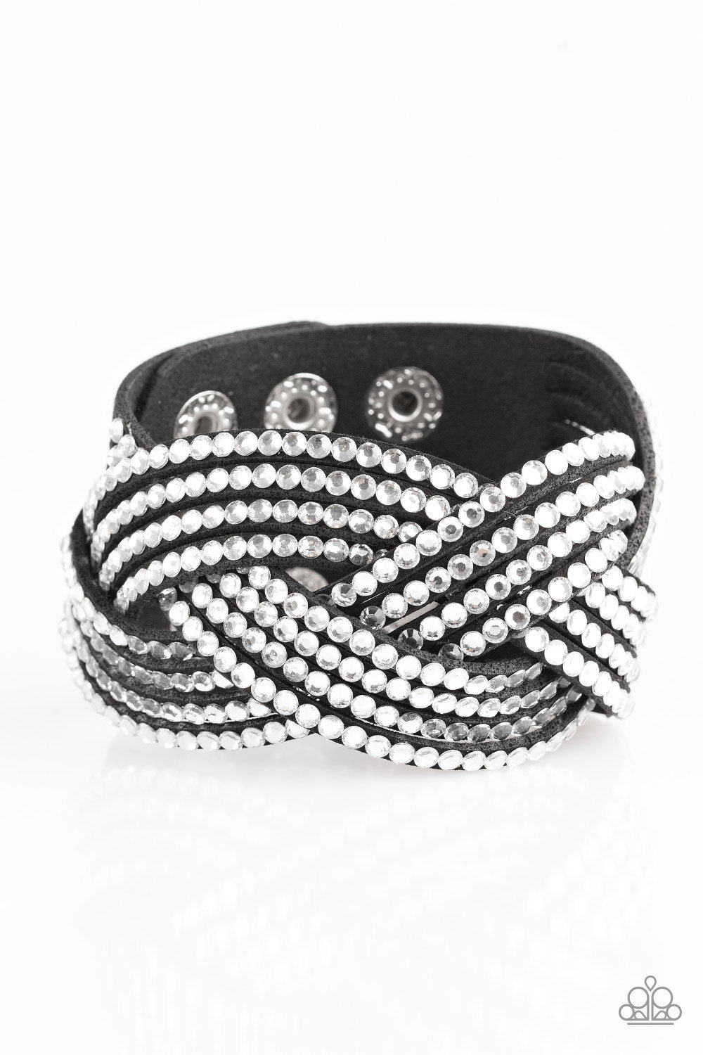 Top Class Chic Black and White Braided Urban Wrap Snap Bracelet - Paparazzi Accessories