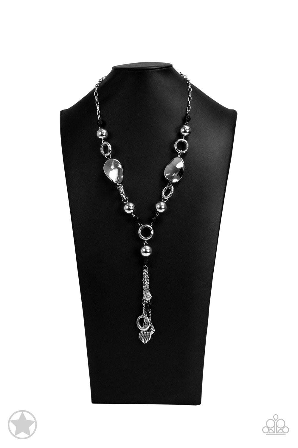 Total Eclipse of the Heart Long Silver Tassel Necklace - Paparazzi Accessories- on bust -CarasShop.com - Paparazzi Jewelry by Cara Jewels