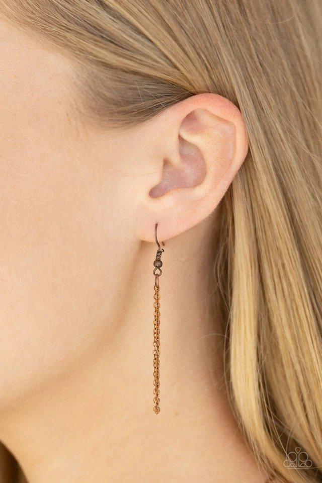 Totally Tassel Copper Necklace - Paparazzi Accessories - free matching earrings -CarasShop.com - Paparazzi Jewelry by Cara Jewels